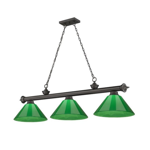 Z-Lite Cordon 3 Light Billiard, Bronze & Green 2306-3BRZ-PGR